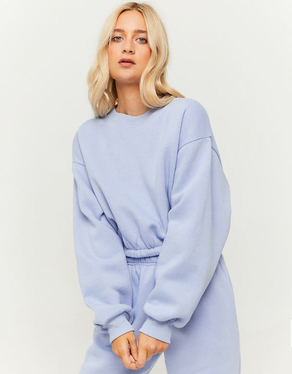 blue cropped sweatshirt