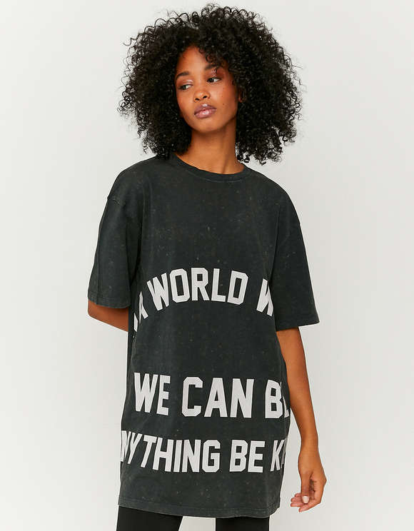 black oversized printed t shirt