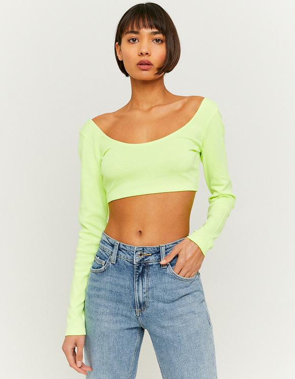 Yellow Long Sleeves Crop Top | TALLY 