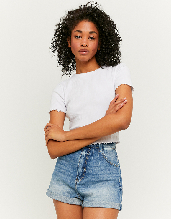 White Cropped Short Sleeves T-shirt