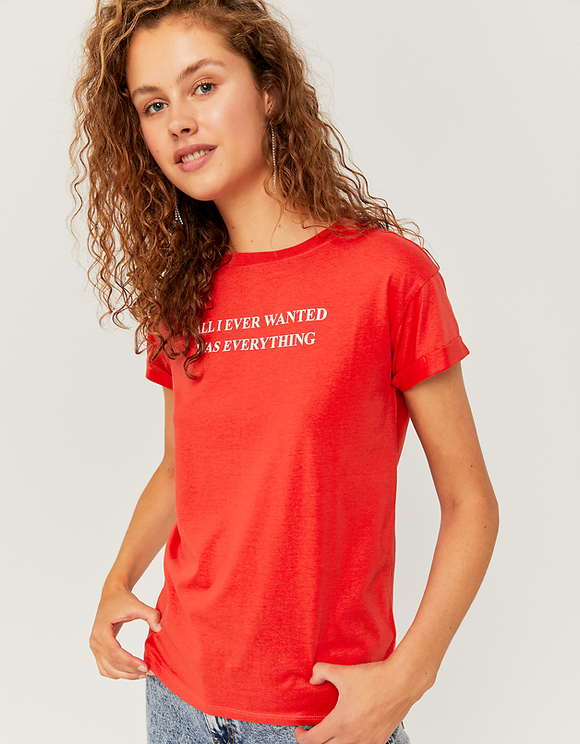 red printed t shirt