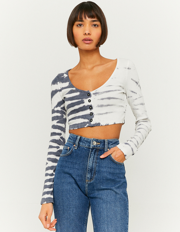 long sleeve tie dye crop top