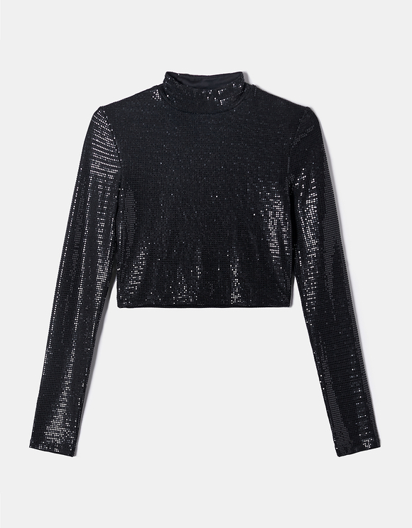 black glitter crop top