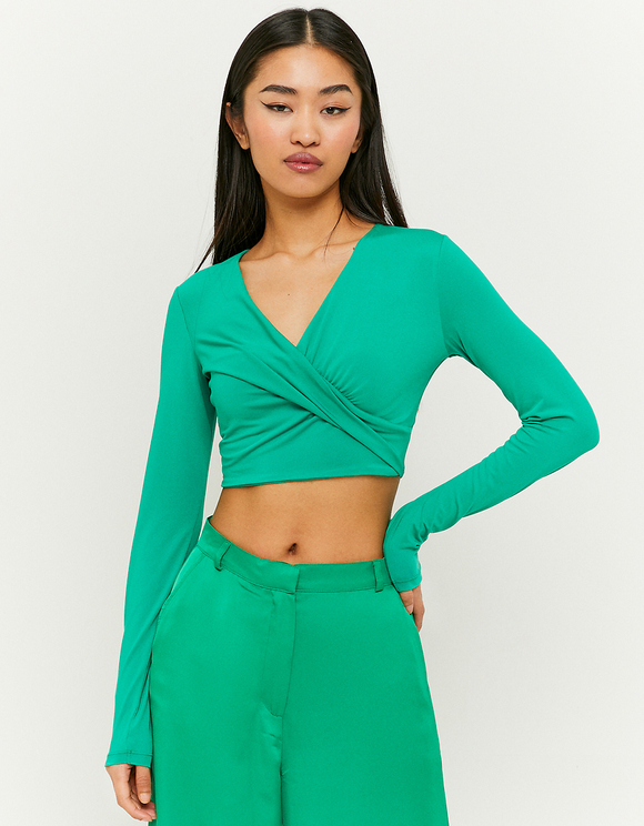 Top Corto a Maniche Lunghe Verde | TALLY WEiJL Online Shop