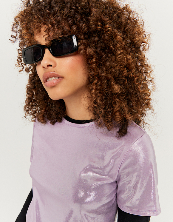 Top Lilla con Effetto Brillante