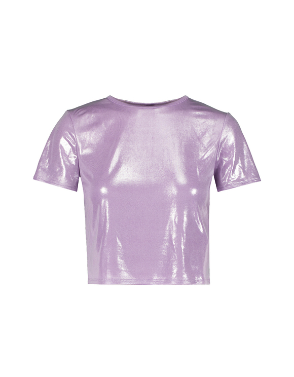 Top Lilla con Effetto Brillante