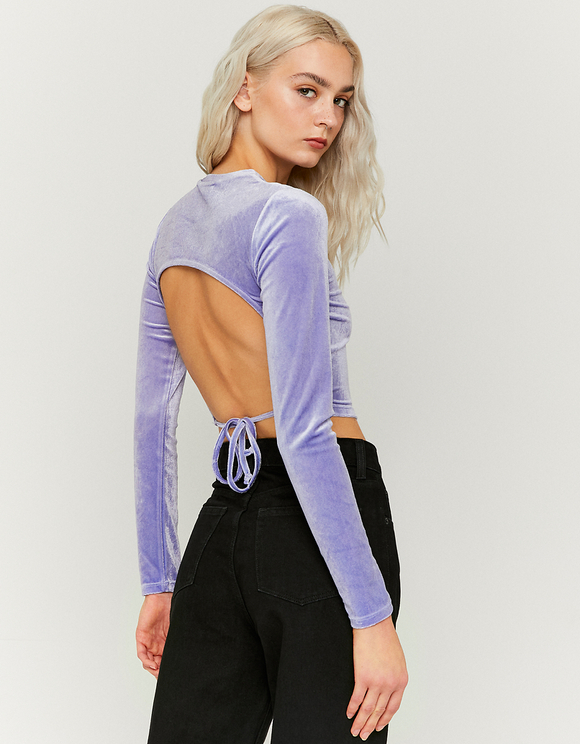 Velvet Long Sleeves Crop Top | TALLY 
