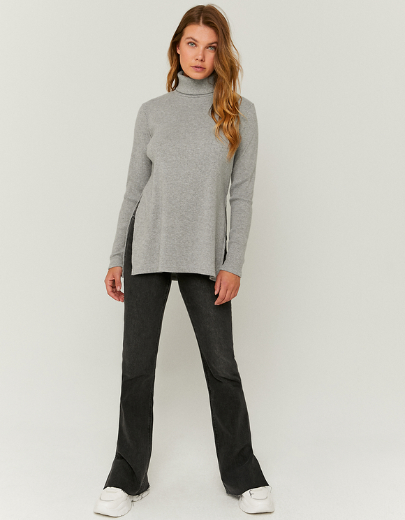 Grey Knitted Basic Pullover