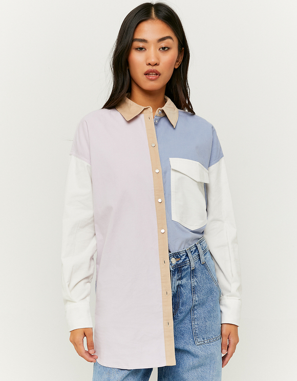 Chemises | Chemise en Velours Côtelé Bleu | TALLY WEiJL Femme » M Mac