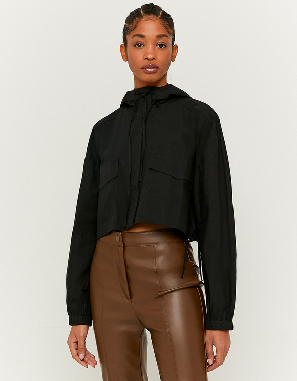 Black Cropped Long Sleeves Shirt 
