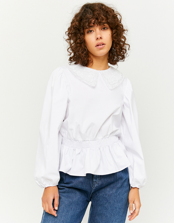 White Blouse with Large Collar