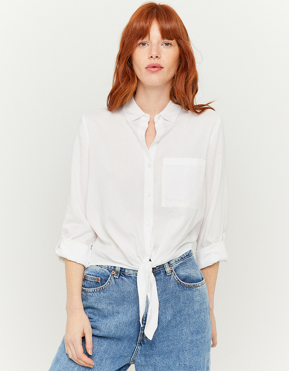 Cropped Front Tie Shirt