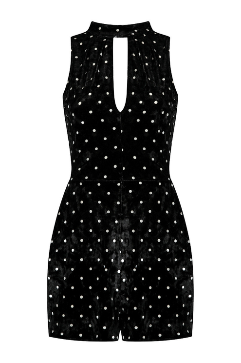 black and white polka dot playsuit