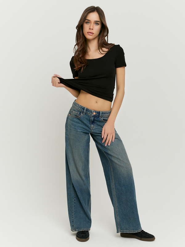 Jeans Larghi Donna Lanunlly Con Strass – Gamba Larga, Denim Morbido Con Tasche – Vintage Hip Hop Streetwear – Glamour E Confortevole – Perfetti Per Serate E Look Trendy