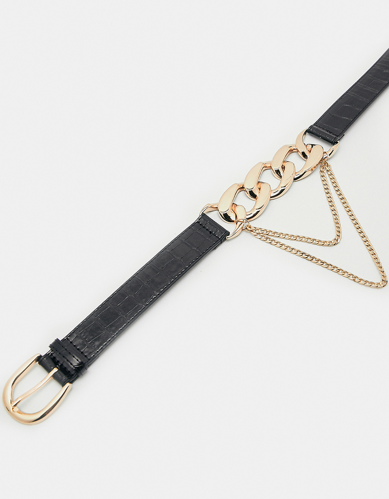 TALLY WEiJL, Ceinture Noire avec Chaîne for Women
