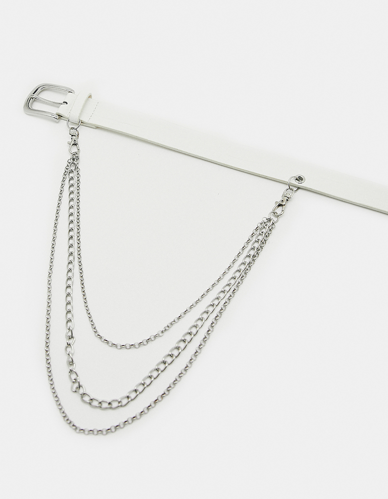 TALLY WEiJL, Ceinture Imprimé Croco Blanc avec Chaîne for Women