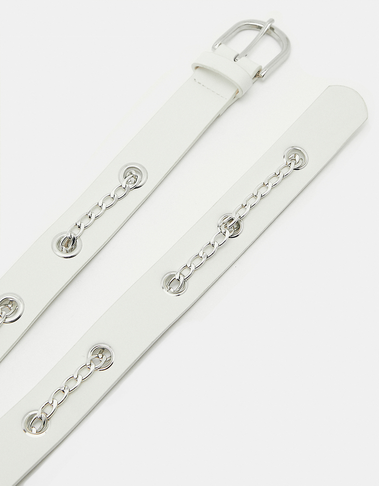 TALLY WEiJL, Weißer Gürtel mit Ösen und Kette for Women