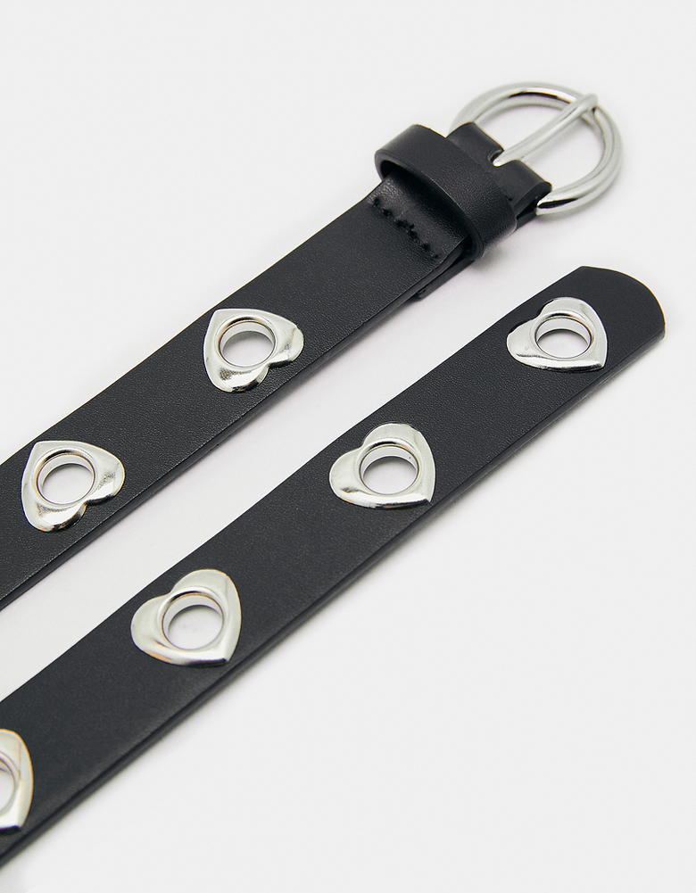 TALLY WEiJL, Black Belt with Heart Eyelets for Women