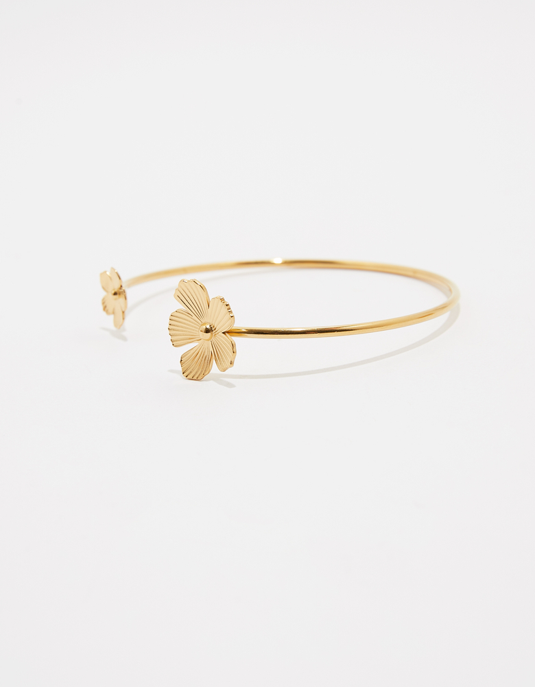 TALLY WEiJL, Golden Cuff Bracelet with Flowers for Women