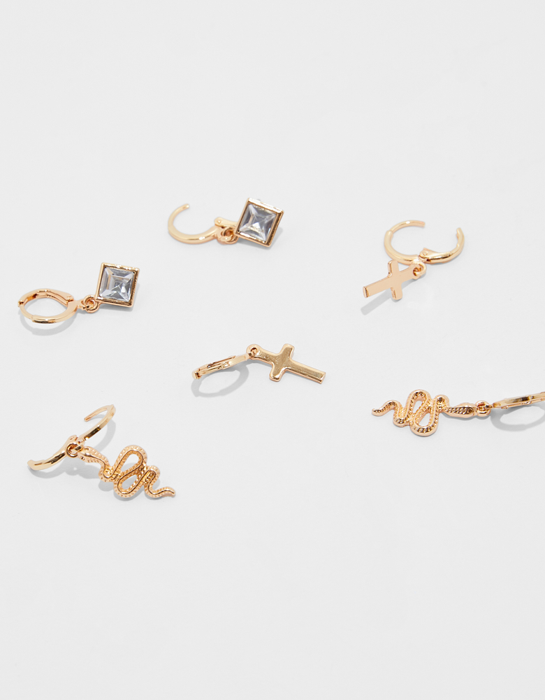 TALLY WEiJL, Lot de 3 Paires de Boucles d'Oreilles Dorées for Women