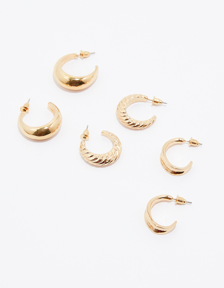 TALLY WEiJL, Set of 3 Asymmetrical Hoops Earrings for Women