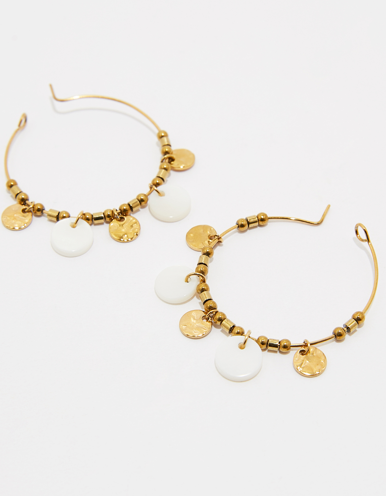 TALLY WEiJL, Golden Hoops Earrings with Coins for Women