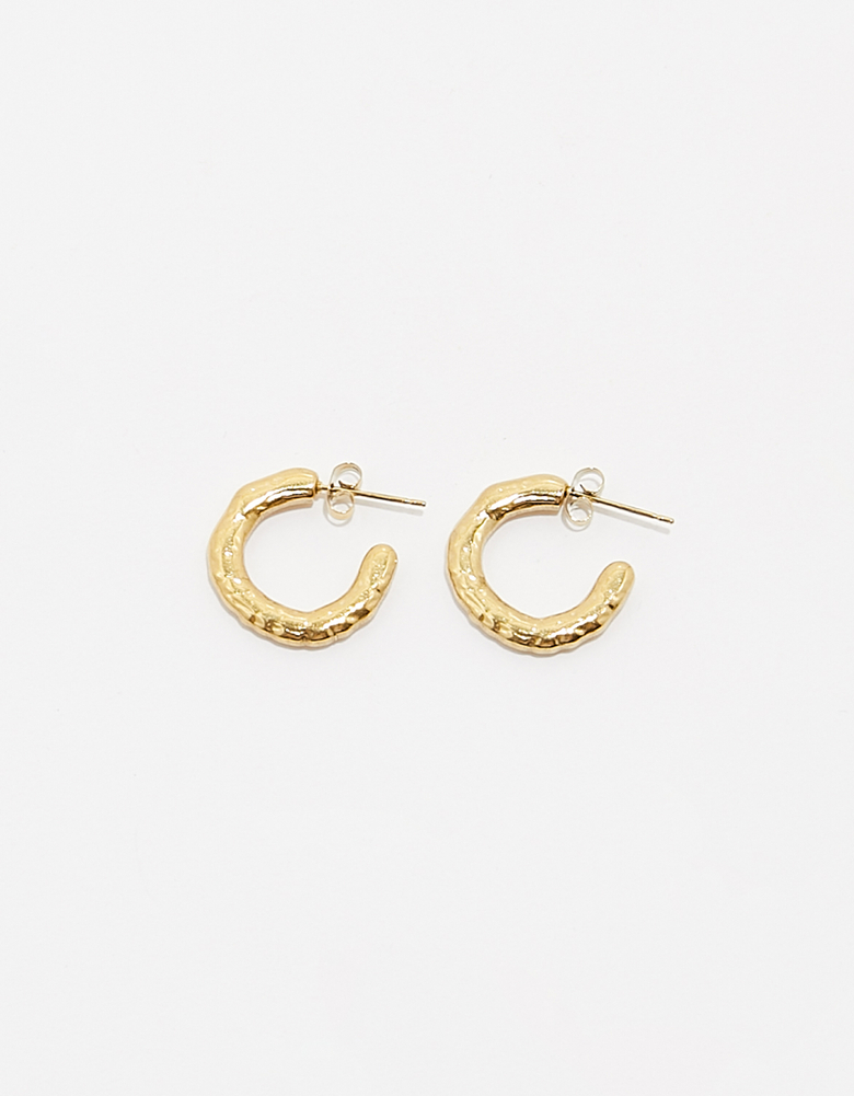 TALLY WEiJL, Golden Hammered Hoops Earrings for Women