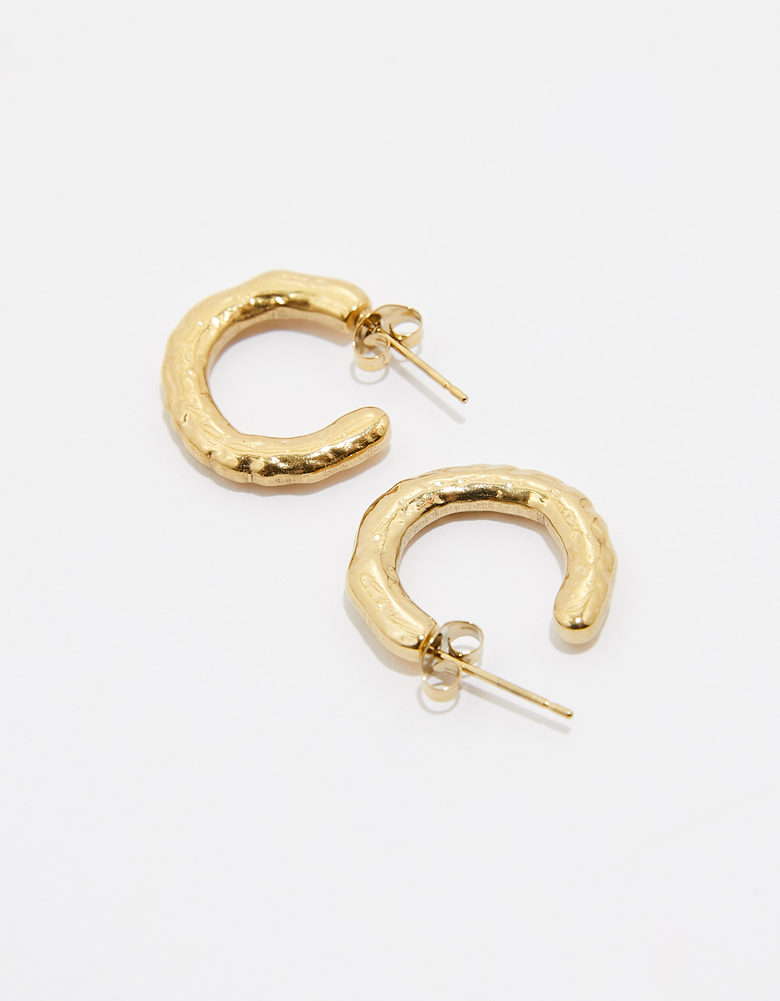 TALLY WEiJL, Golden Hammered Hoops Earrings for Women