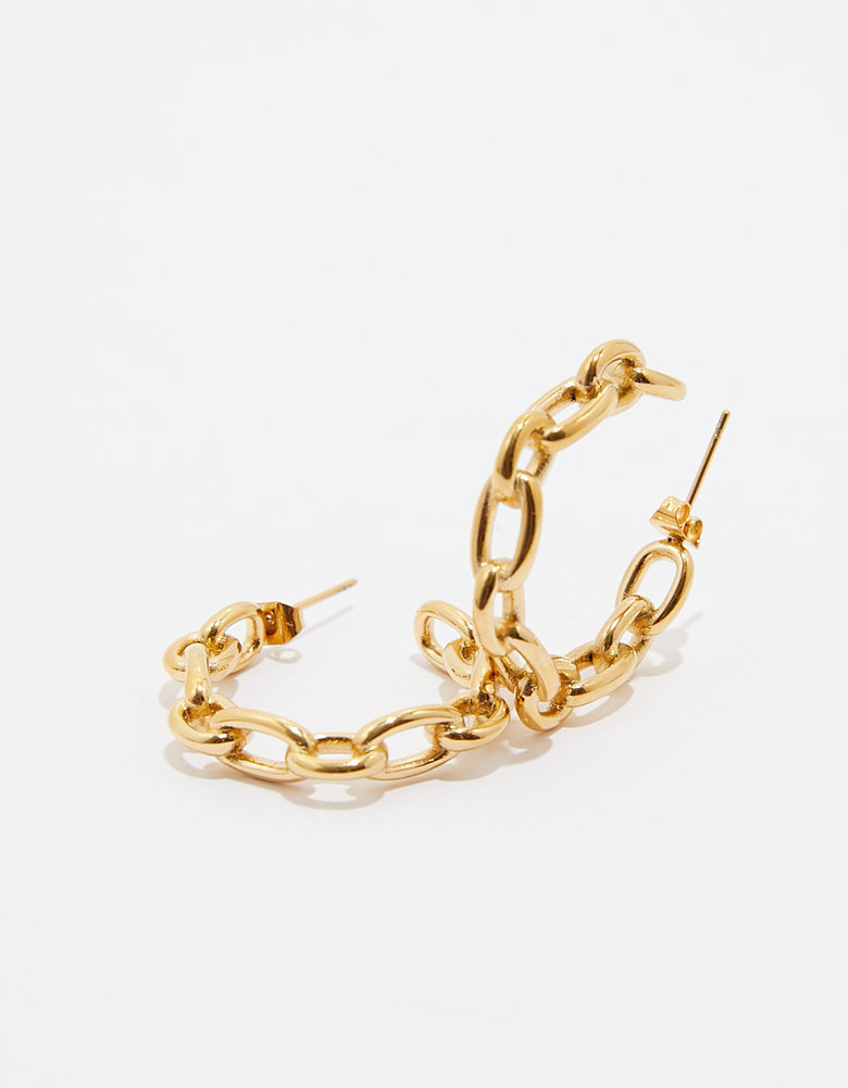 Golden Chunky Chain Hoops Earrings | TALLY WEiJL