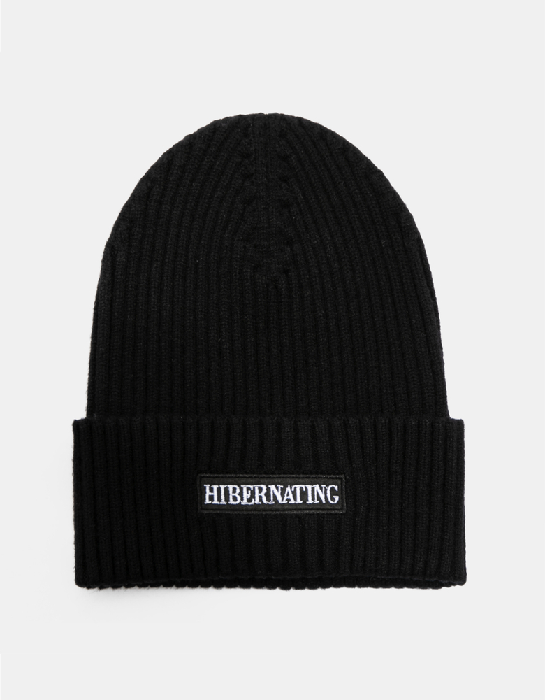 TALLY WEiJL, Black Beanie with Text Embroidery for Women