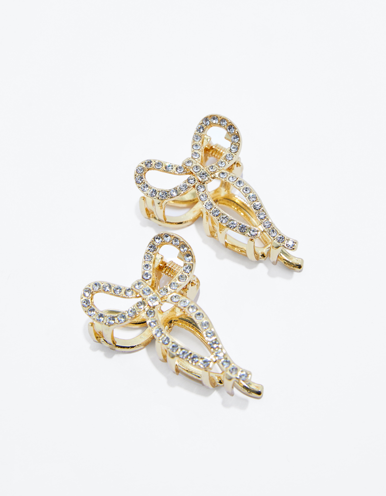 TALLY WEiJL, Pack of 2 Bows Hair Clips with Strass for Women