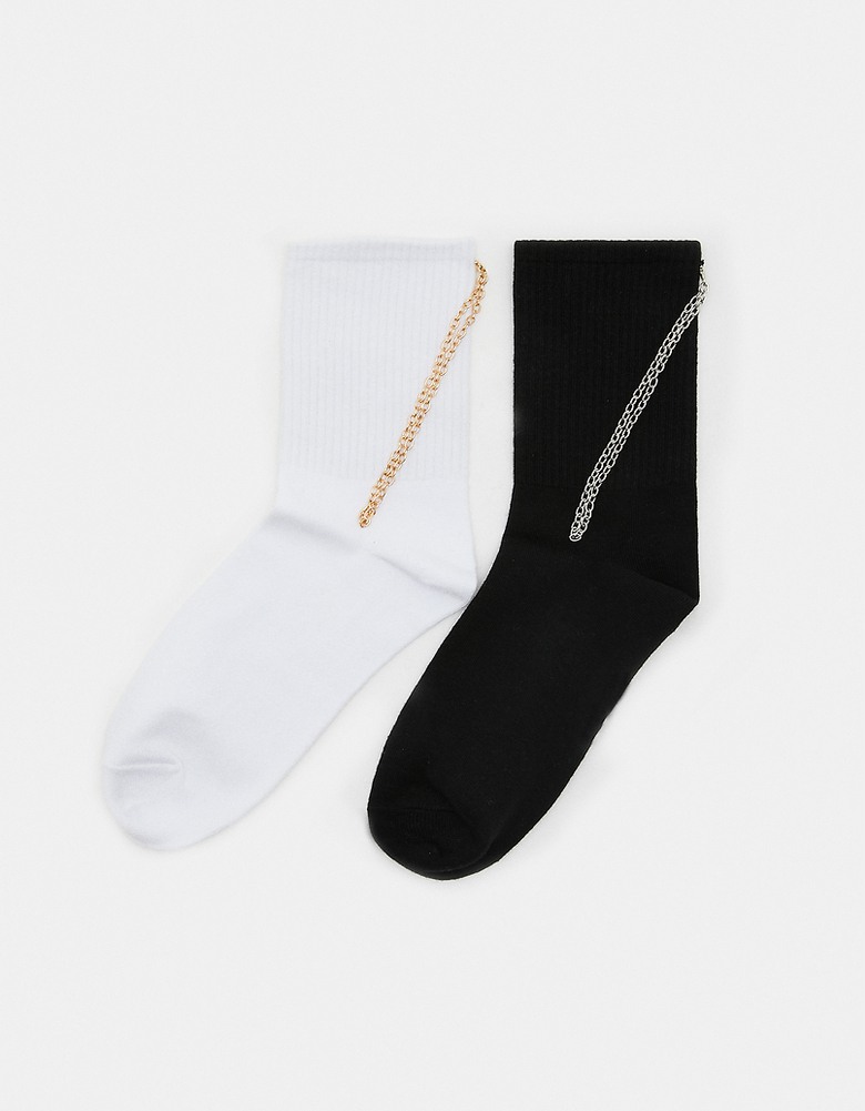 TALLY WEiJL, 2 Pack Socks with Strass for Women