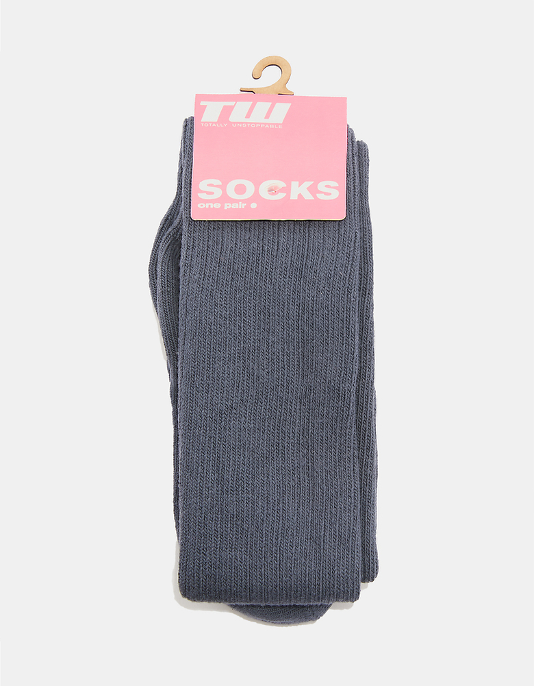 TALLY WEiJL, Grey Over the Knees Ribbed Socks for Women