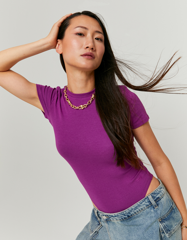 TALLY WEiJL, Κορμάκι Basic Κοντομάνικο Μωβ for Women