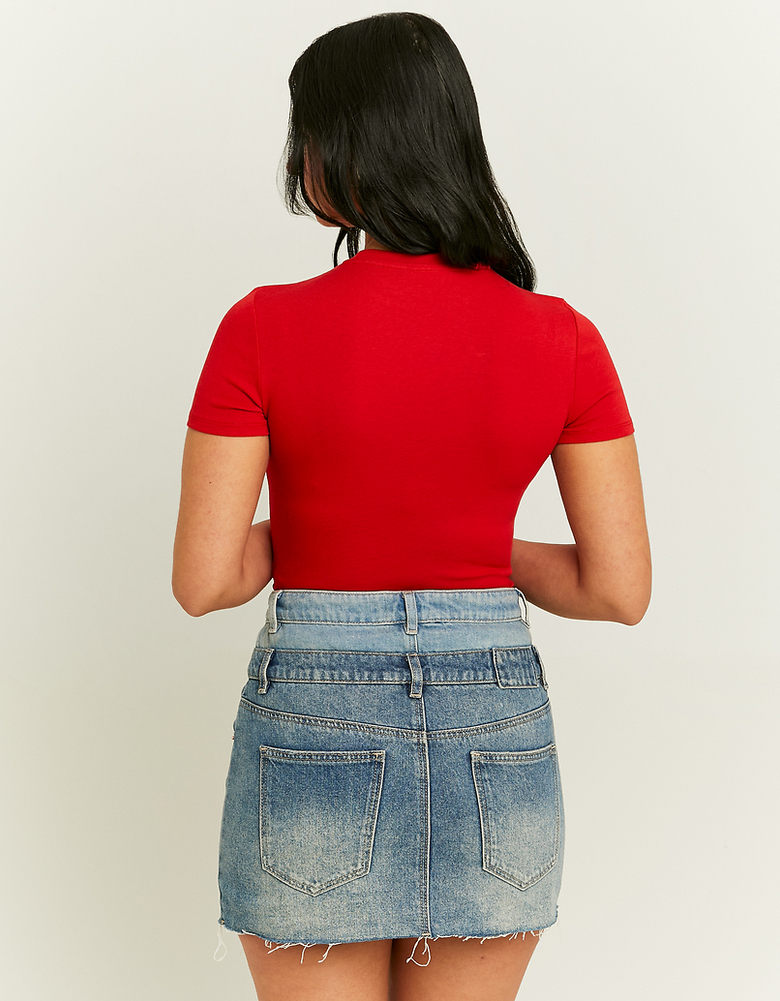 Red Basic Short Sleeves Bodysuit | TALLY WEiJL