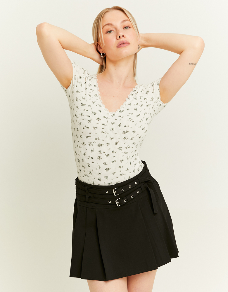 Floral Basic Bodysuit with Lace Trims | TALLY WEiJL