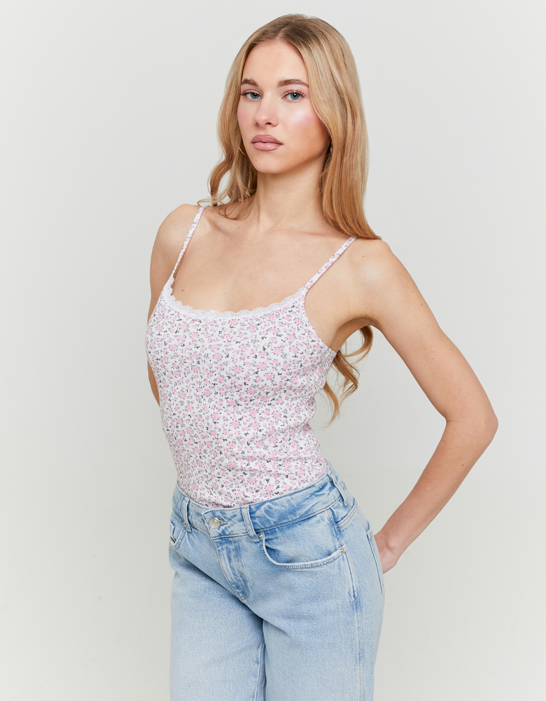 TALLY WEiJL, Body Basique Imprimé Floral avec Ourlet en Dentelle for Women