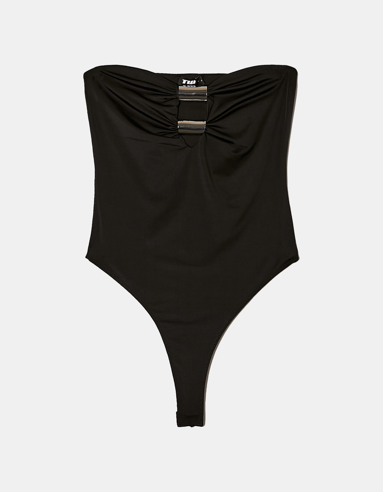 TALLY WEiJL, Body Bandeau Nero con Dettagli Metallici for Women