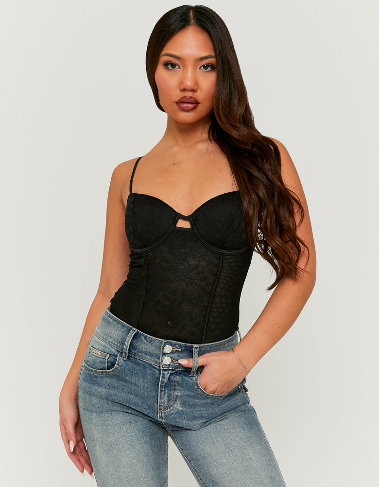 TALLY WEiJL, Schwarzes Spitzen-Bodysuit for Women