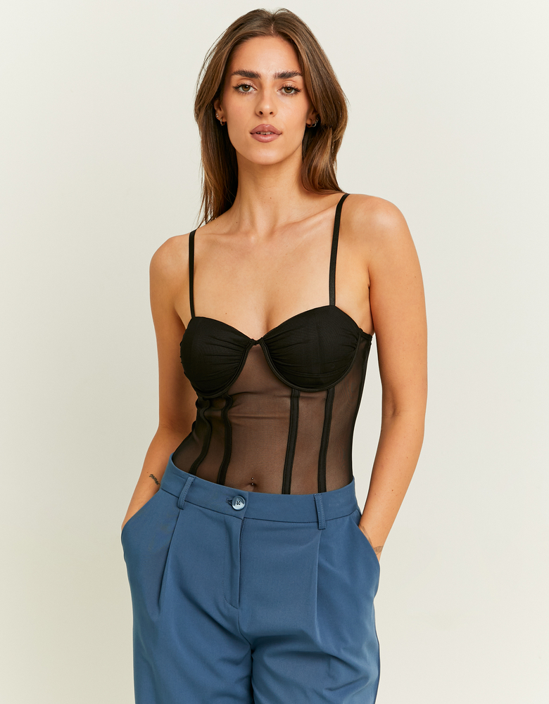 Black Corset Style Bodysuit | TALLY WEiJL