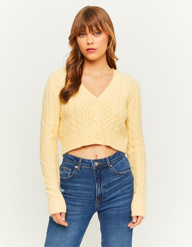 TALLY WEiJL, Cardigan court en amille torsadé Jaune for Women