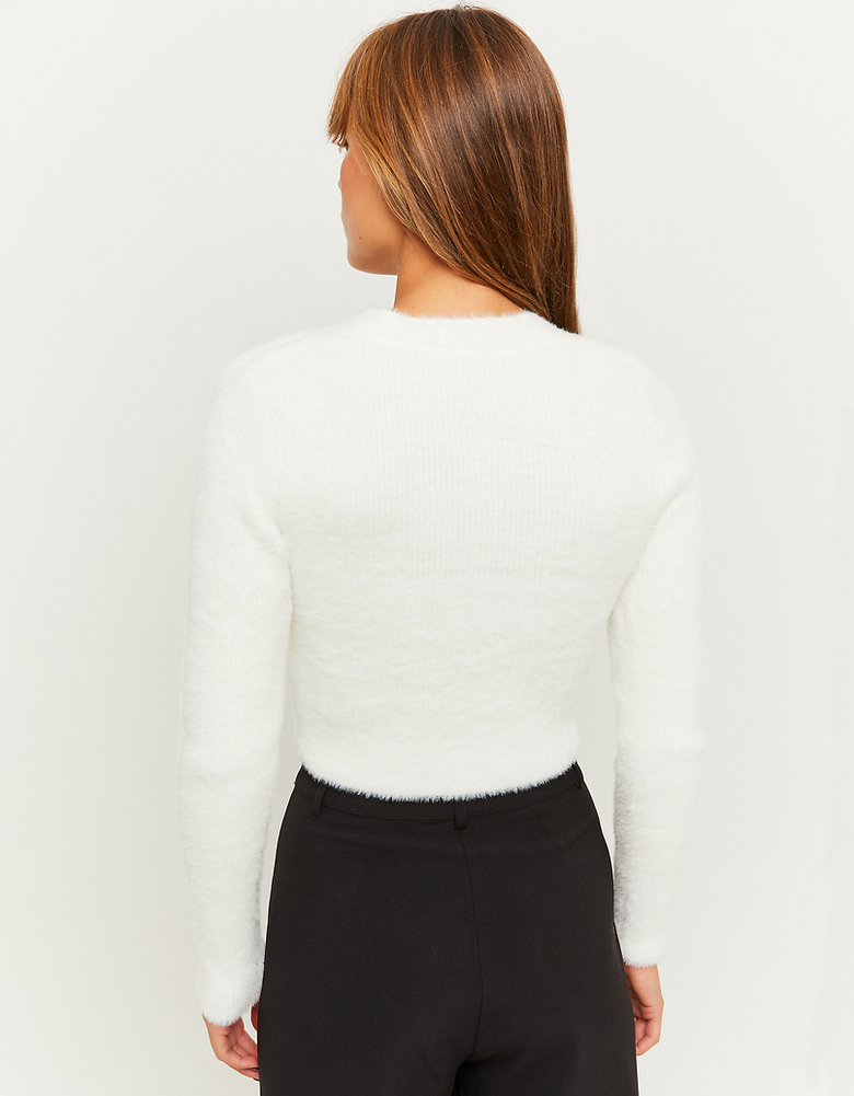 White Cropped Cardigan with Rhinestone Buttons | TALLY WEiJL