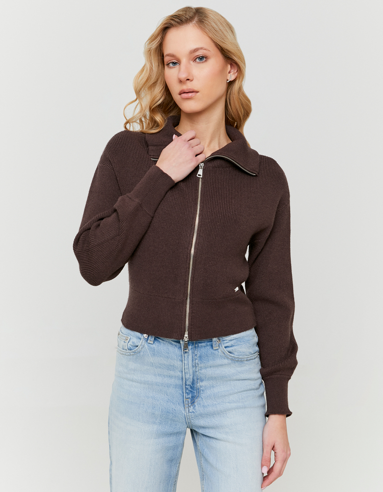 TALLY WEiJL, Cardigan Corto Marrone con Zip for Women