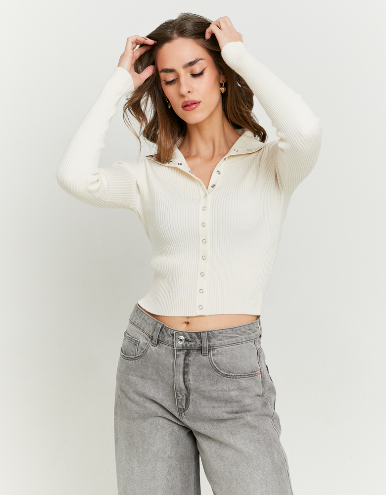 TALLY WEiJL, Cardigan Boutonné Ecru for Women