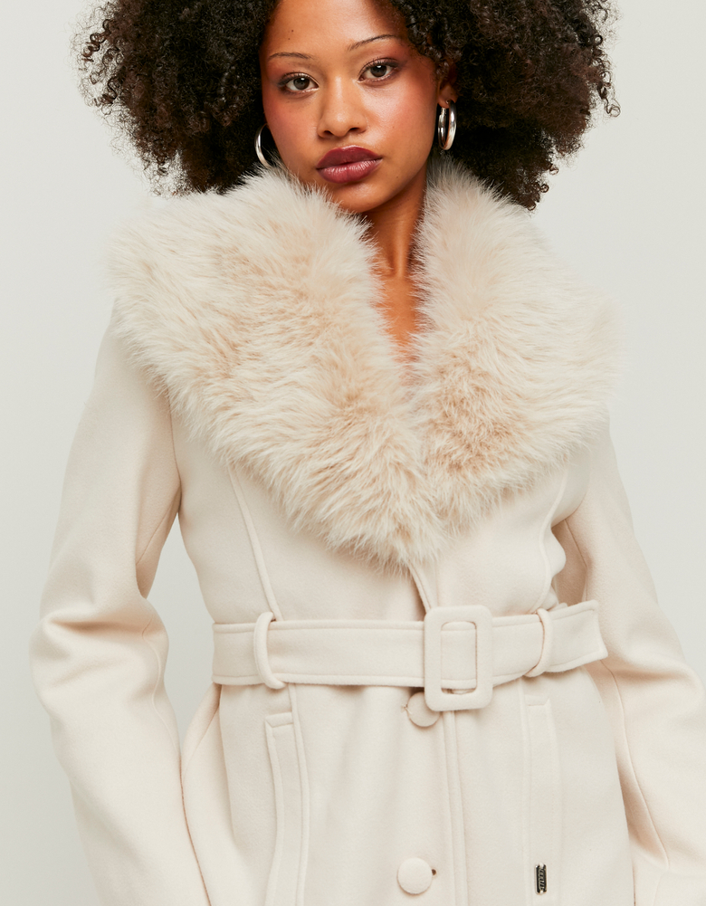 TALLY WEiJL, Cappotto lungo Beige in pelliccia sintetica for Women