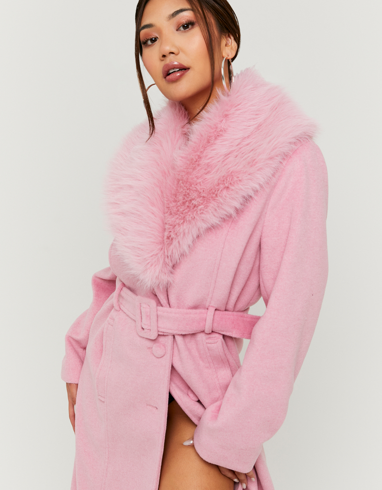 TALLY WEiJL, Langer pinker Mantel aus Kunstfell for Women