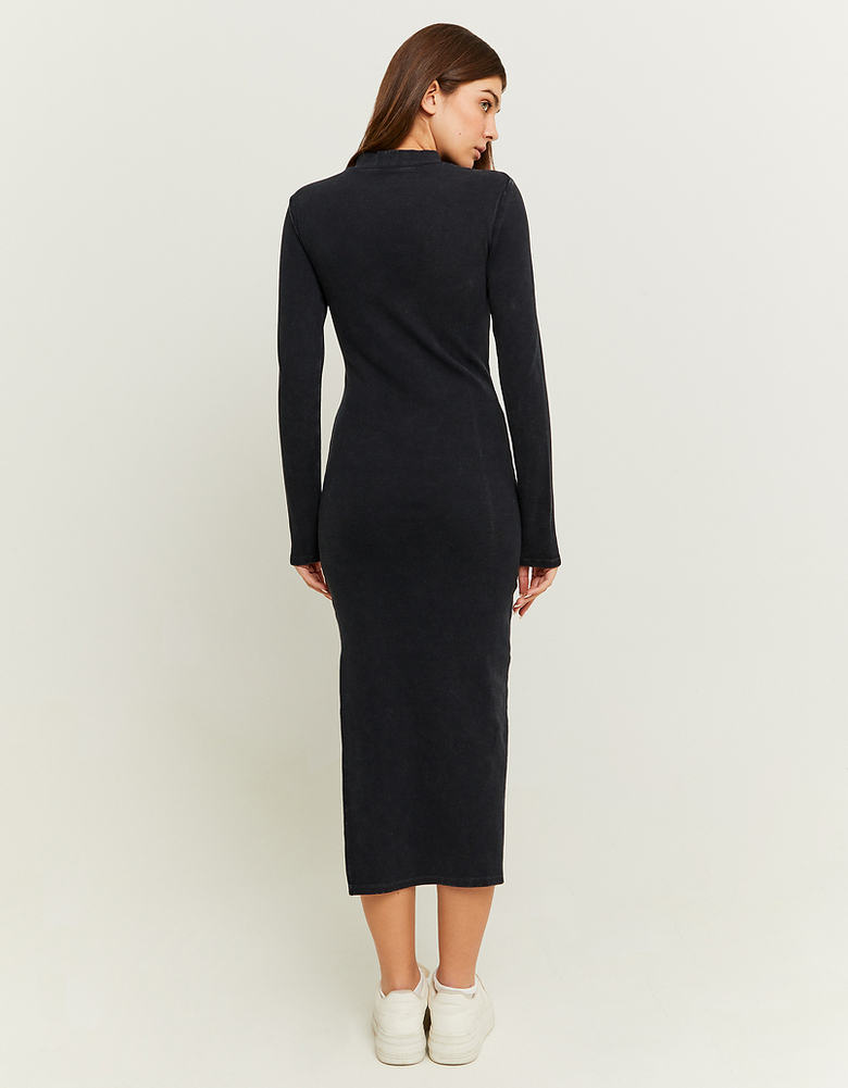 Black Acid Wash Fitted Midi Dress | TALLY WEiJL
