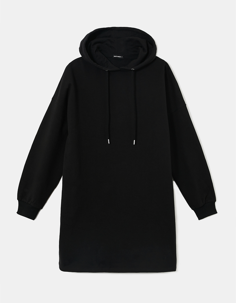 Black Hooded Sweat Dress | TALLY WEiJL