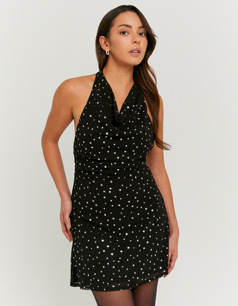 TALLY WEiJL, Abito Spalle Scoperte Nero con Stampa di Stelle for Women