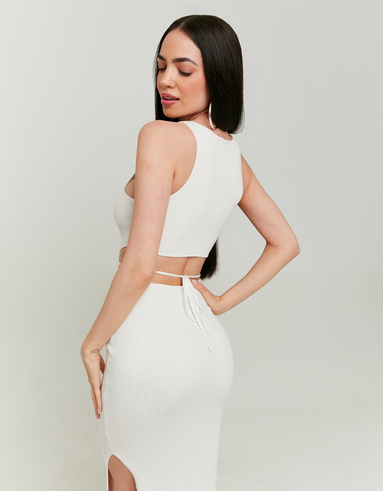 TALLY WEiJL, Weißes Strickkleid mit Lace Up for Women